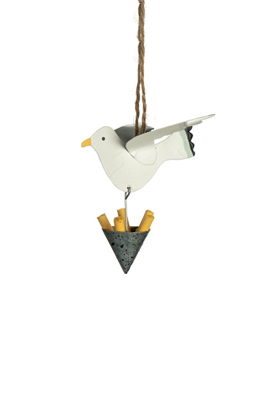 Seagull stealing chips decoration