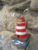 Red lighthouse ornament